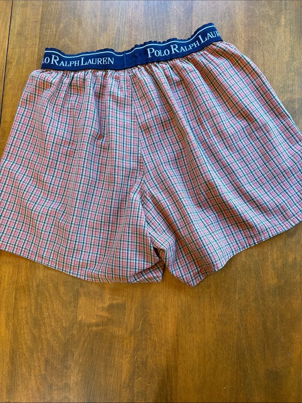 Polo by Ralph Lauren Muted Red and Blue Plaid Boxer Shorts, S